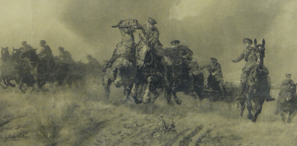 Lucy Kemp-Welch (1869-1958)
sepia print "Forward The Guns 1917," signed in pencil, i 16" x 32",