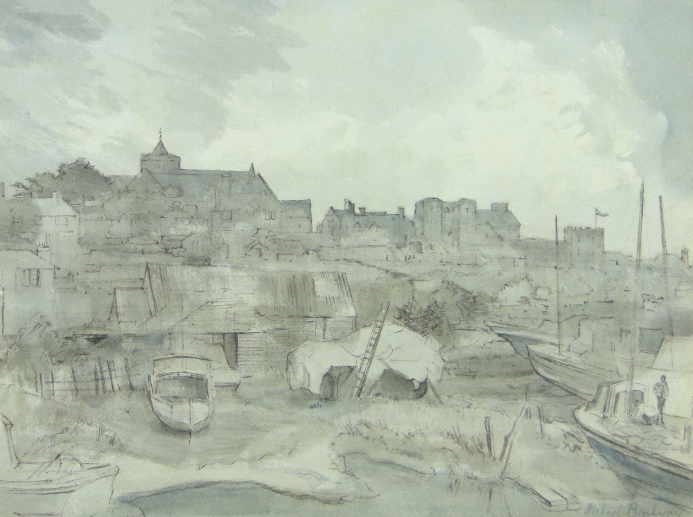 Michael Brockway (Born 1919)
ink/watercolour, view of Rye from the harbour, signed, 10.5" x 14.5",