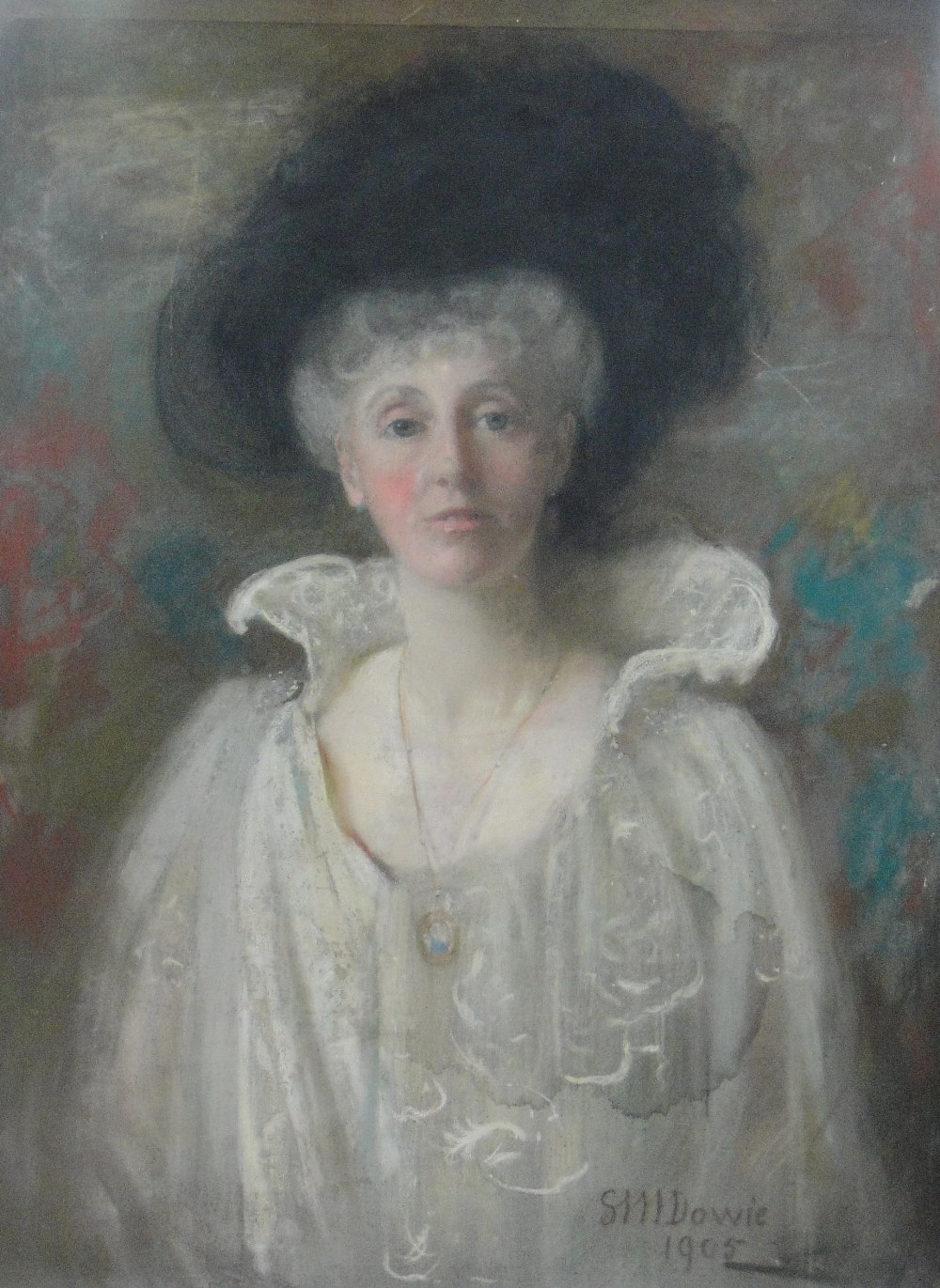 Sybil M Dowie
coloured pastels, half length portrait of a lady, signed and dated 1905, 36" x 27",