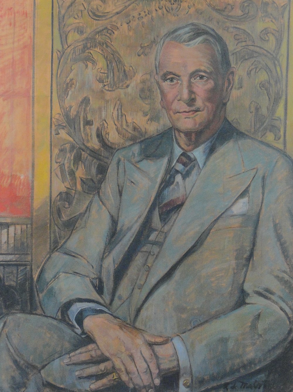 Roy de Maistre (Australian, 1894-1968)
oil on canvas, portrait of Judge Getty, 36" x 28", framed.