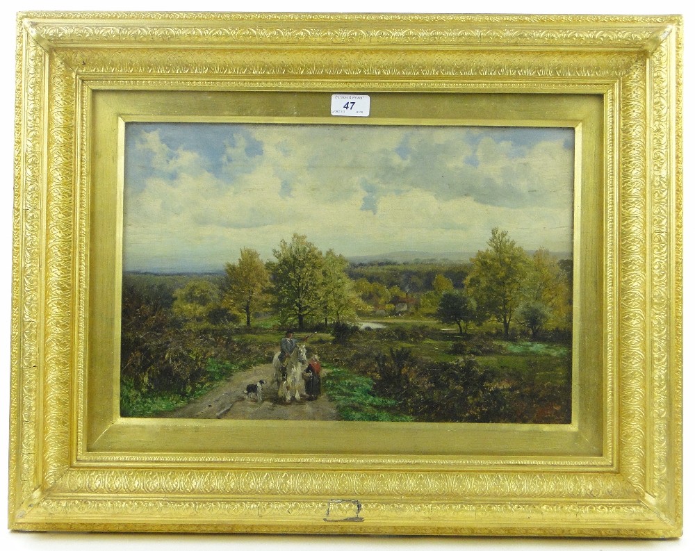 Walter H W Foster (Born 1881)
oil on canvas, figures in extensive Surrey landscape near Hambledon,