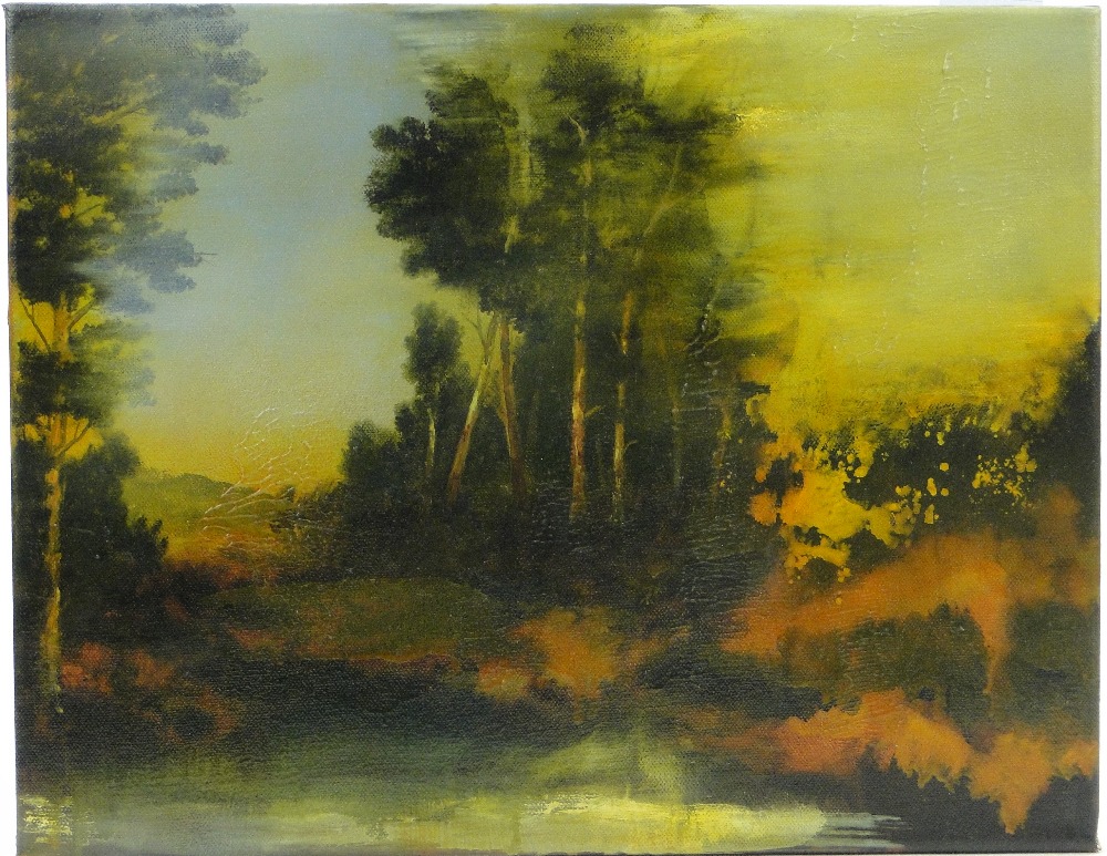 Alan Rankle
acrylic on canvas, rural landscape 2011, signed verso, 14" x 18", unframed.