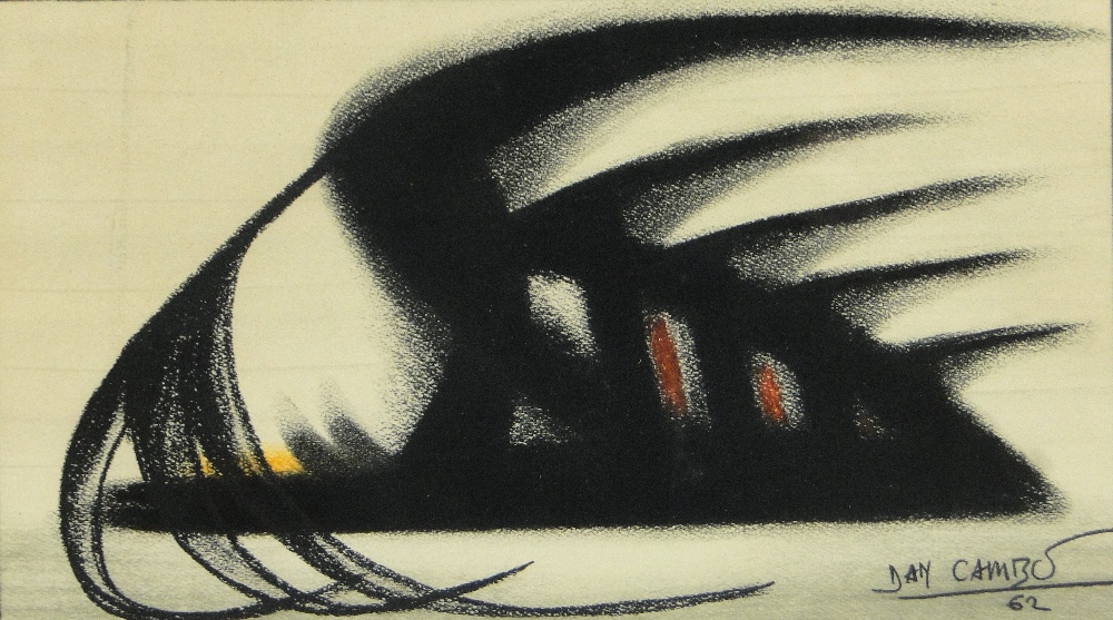 Dan Cambo
charcoal/crayon on paper, abstract composition, signed and dated '62, 8.5" x 15.5",