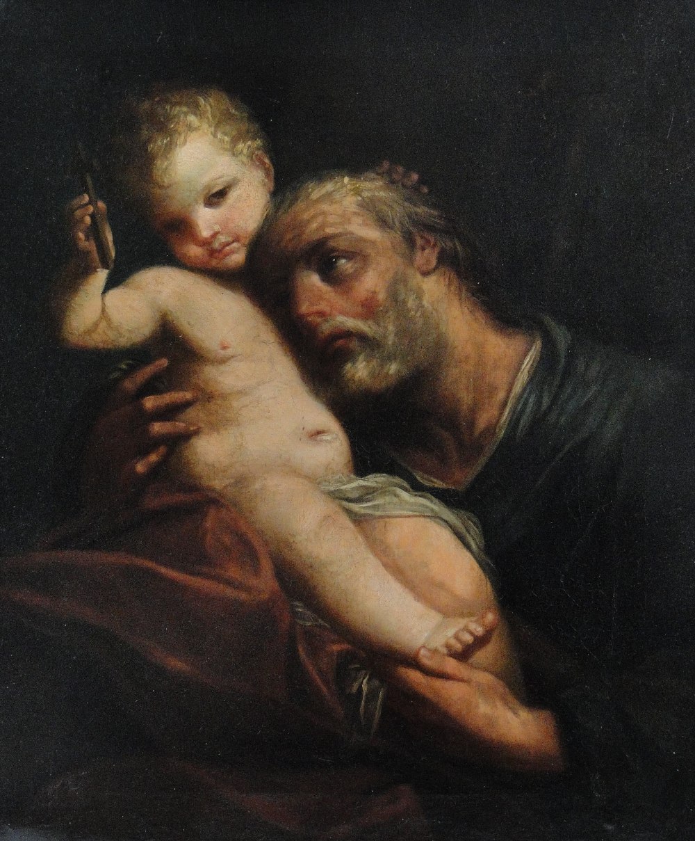 Continental School
18/19th century oil on canvas, The Infant Christ and John The Baptist,