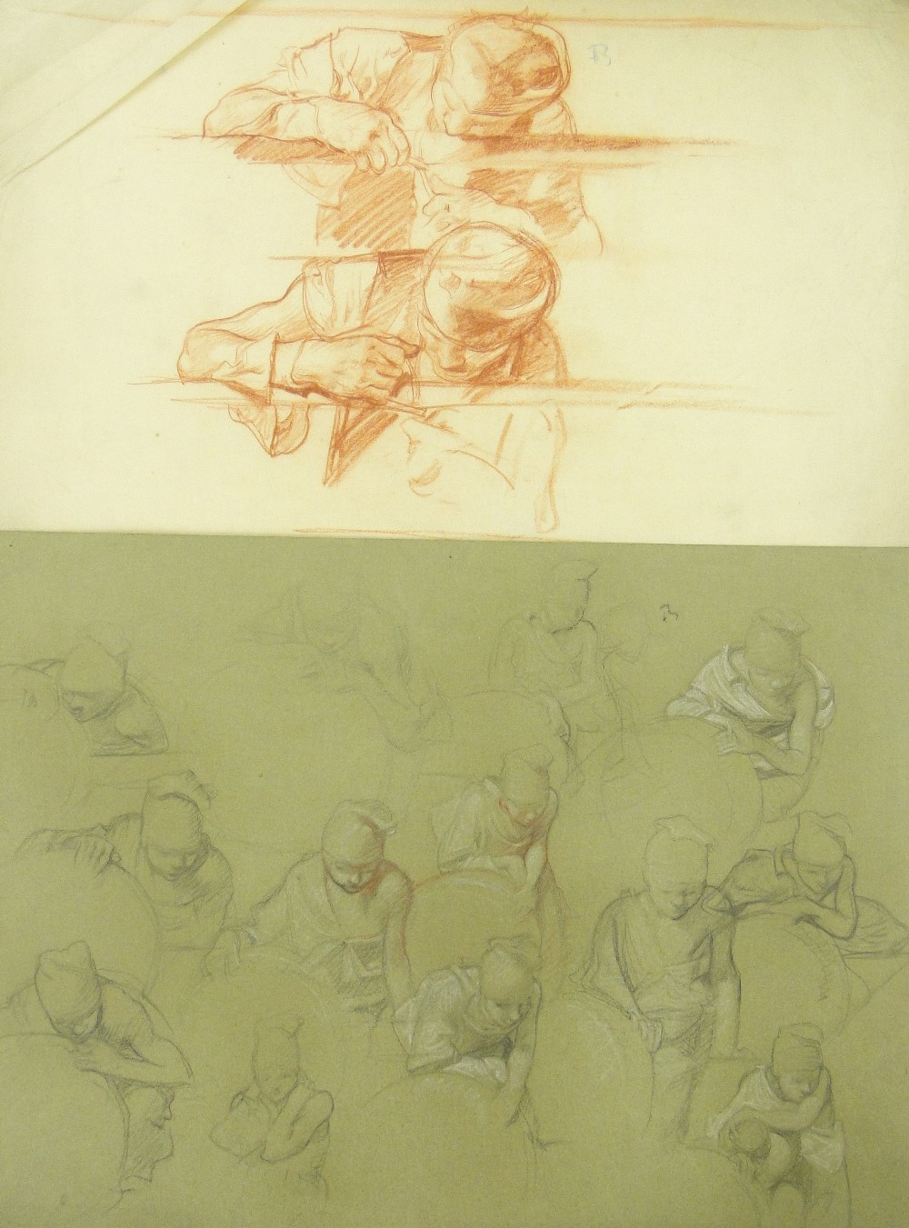 Sir Frank Brangwyn (1867-1956)
4 sanguine chalk and charcoal sketches, figure studies, unframed, (