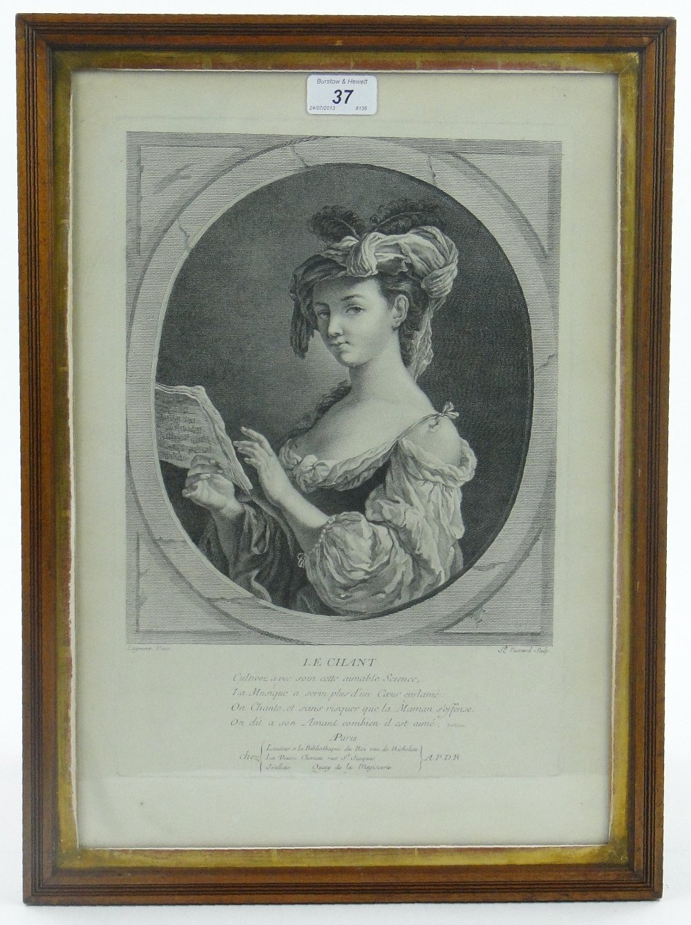 Fessard after Lagrenee
pair of 18th century engravings, Le Chant and La Tourterelle, with APDR