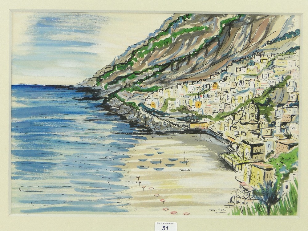 John Paddy Carstairs (1916-1970)
watercolour, extensive coastal view Positano, signed, 13.5" x 19.