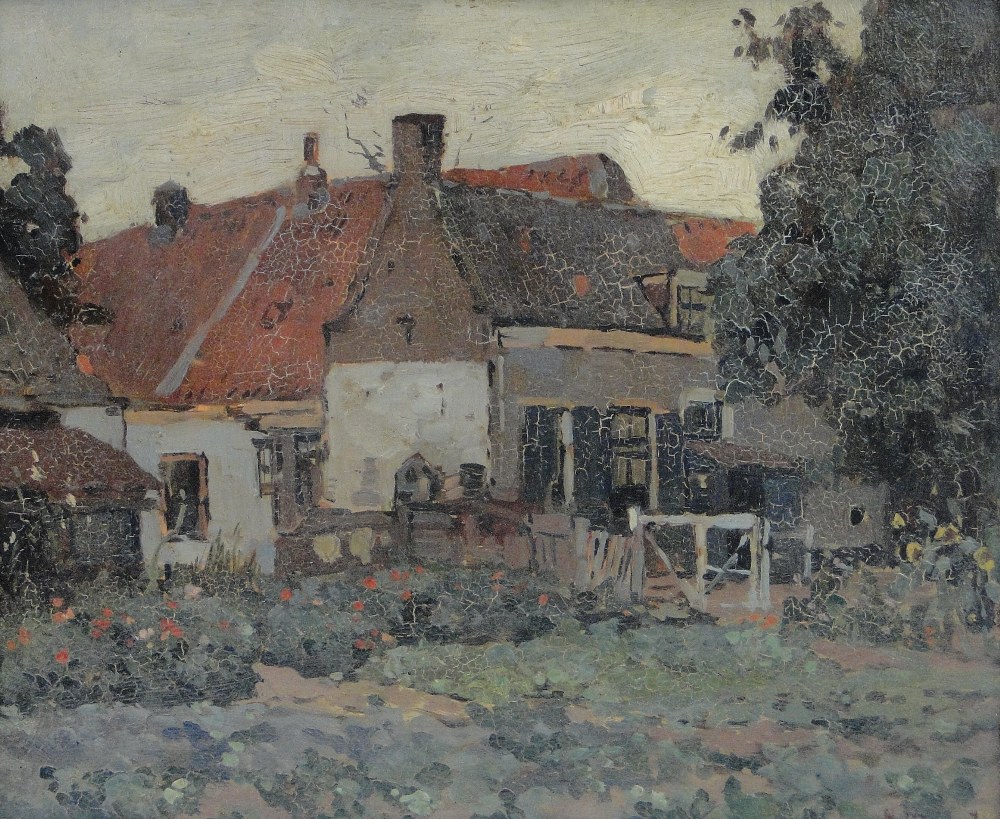 Hermanus Andrianus Bogman (Dutch artist 1890-1975)
oil on board, cottage gardens, signed, 10" x 12",