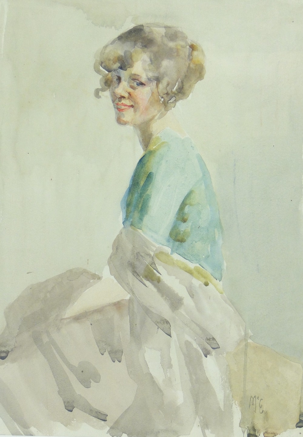 Ambrose McEvoy (1878-1927)
watercolour, portrait of a young woman, signed with initials, 14" x