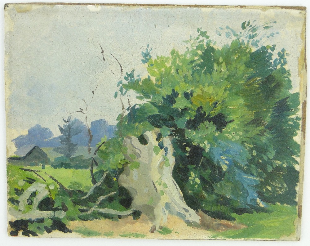 Attributed to Sir Alfred Munnings (1878-1959)
oil on card laid on board, hedgerow, unsigned, 7" x