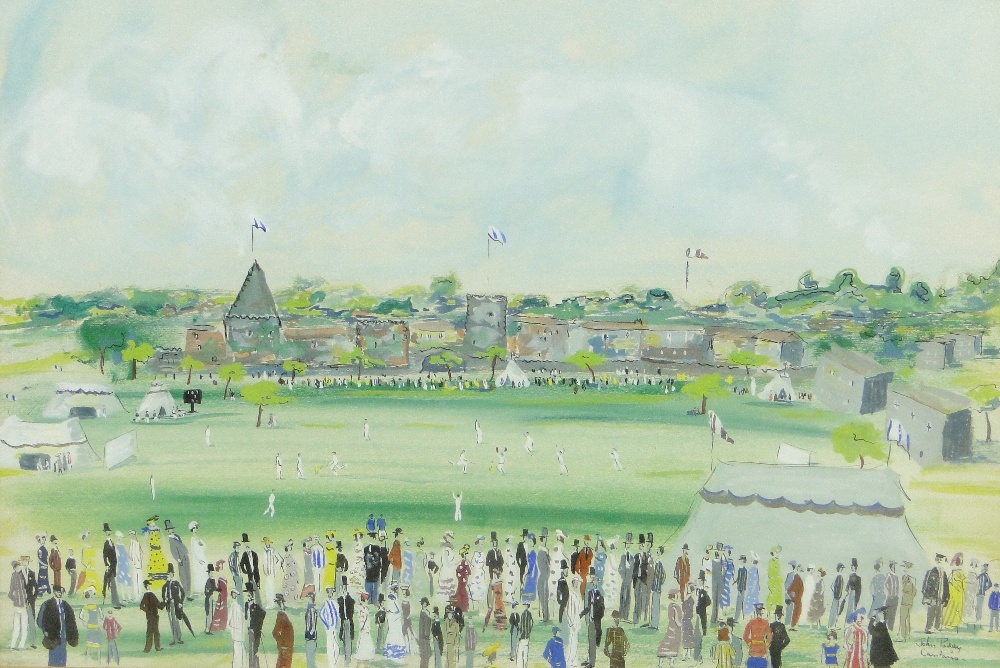 John Paddy Carstairs (1910-1970)
watercolour, a cricket match, signed, 13.5" x 19.5", framed.