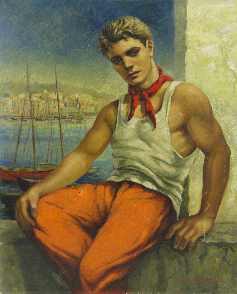 Antonin Ivanovitch Soungouroff (1894-1976)
oil on canvas, portrait of a young fisherman, signed, 29"