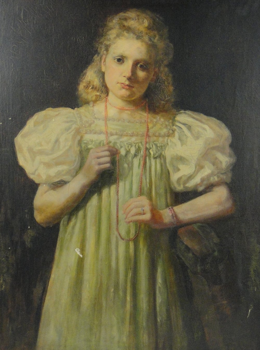 E Sylvia Shaw
oil on canvas, 3/4 length portrait of a young girl, signed, 40" x 30", together with a