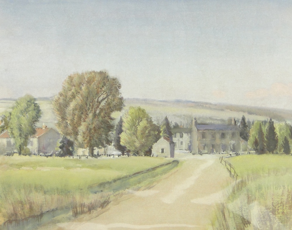 Sunderland Rollison (1872-1950)
watercolour, road to the village circa 1900, 16.5" x 20.25",