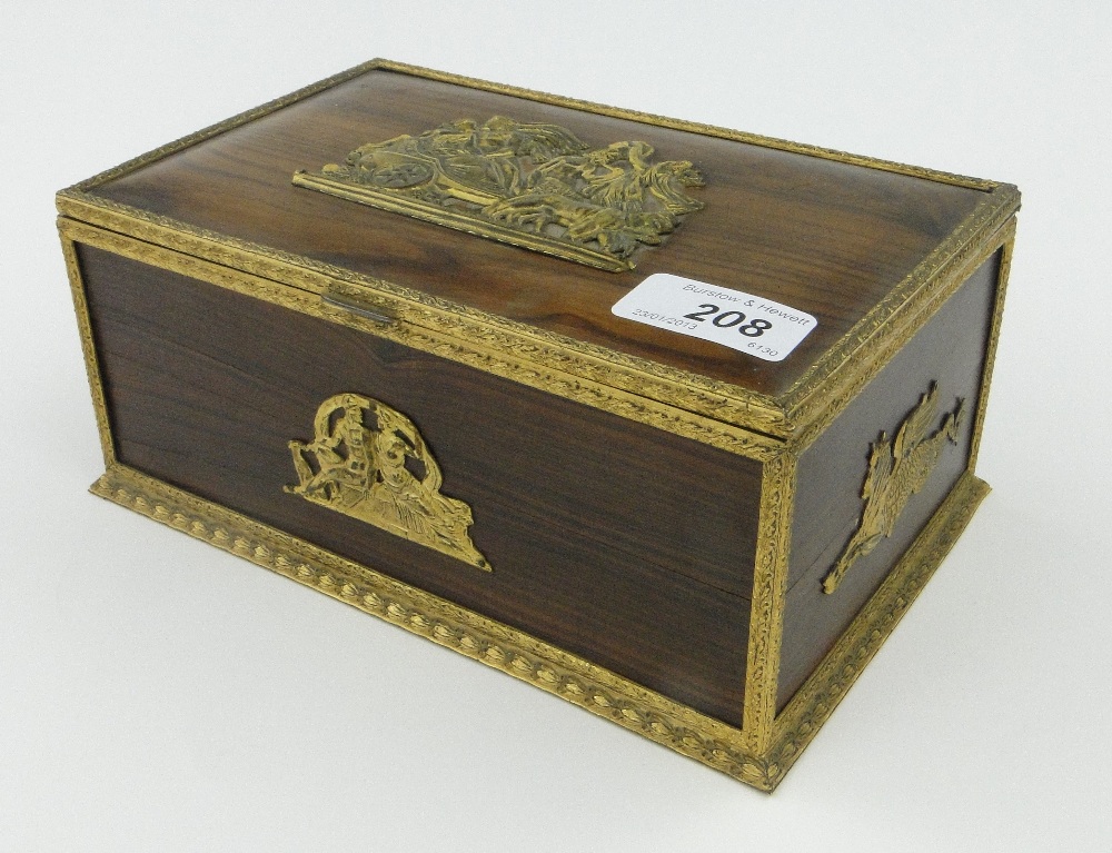 A French Empire style box with gilt metal mounts, length 8".