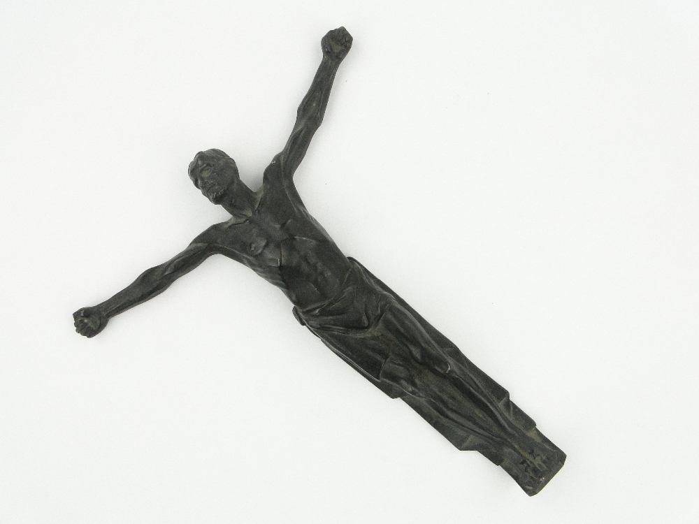 A bronze crucifixion figure, height 12".