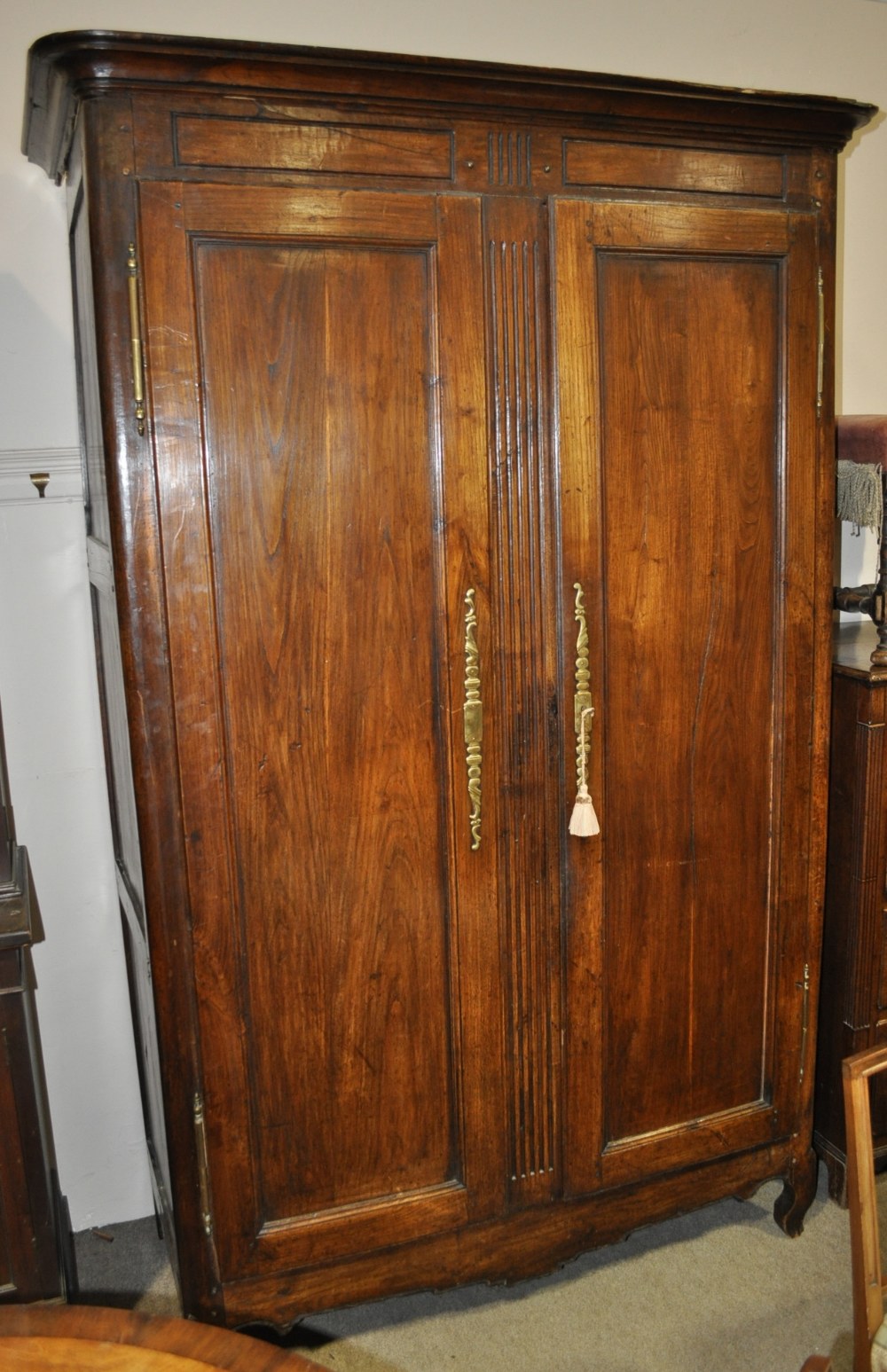 A 19th century Continental fruit wood 2-door armoire, width 54".
