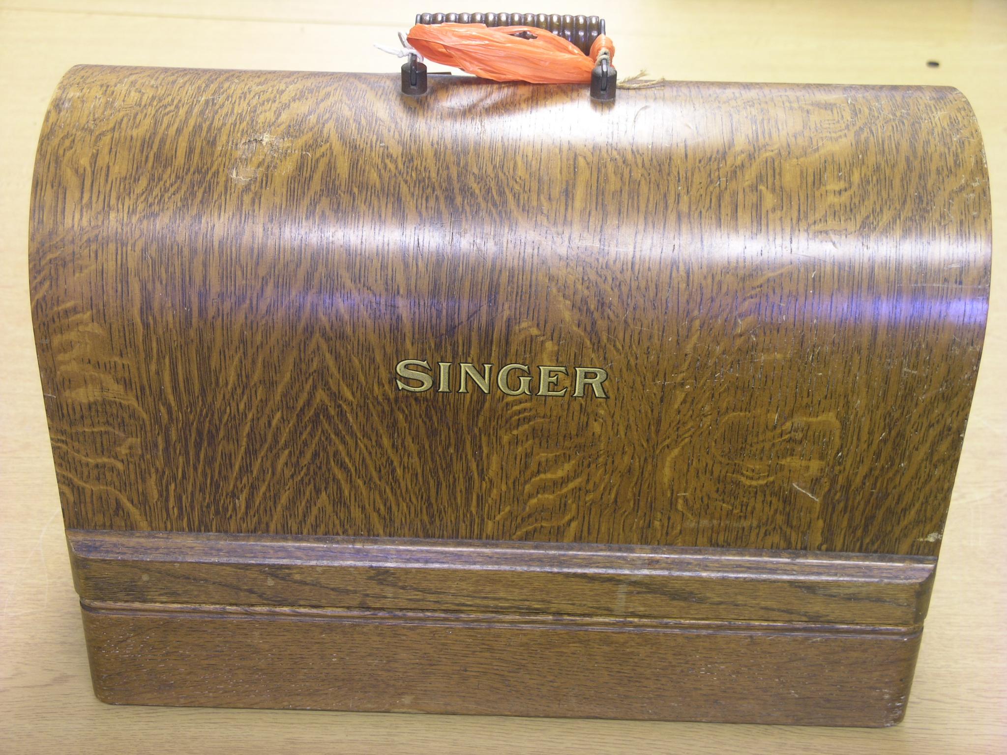 A Singer portable sewing machine