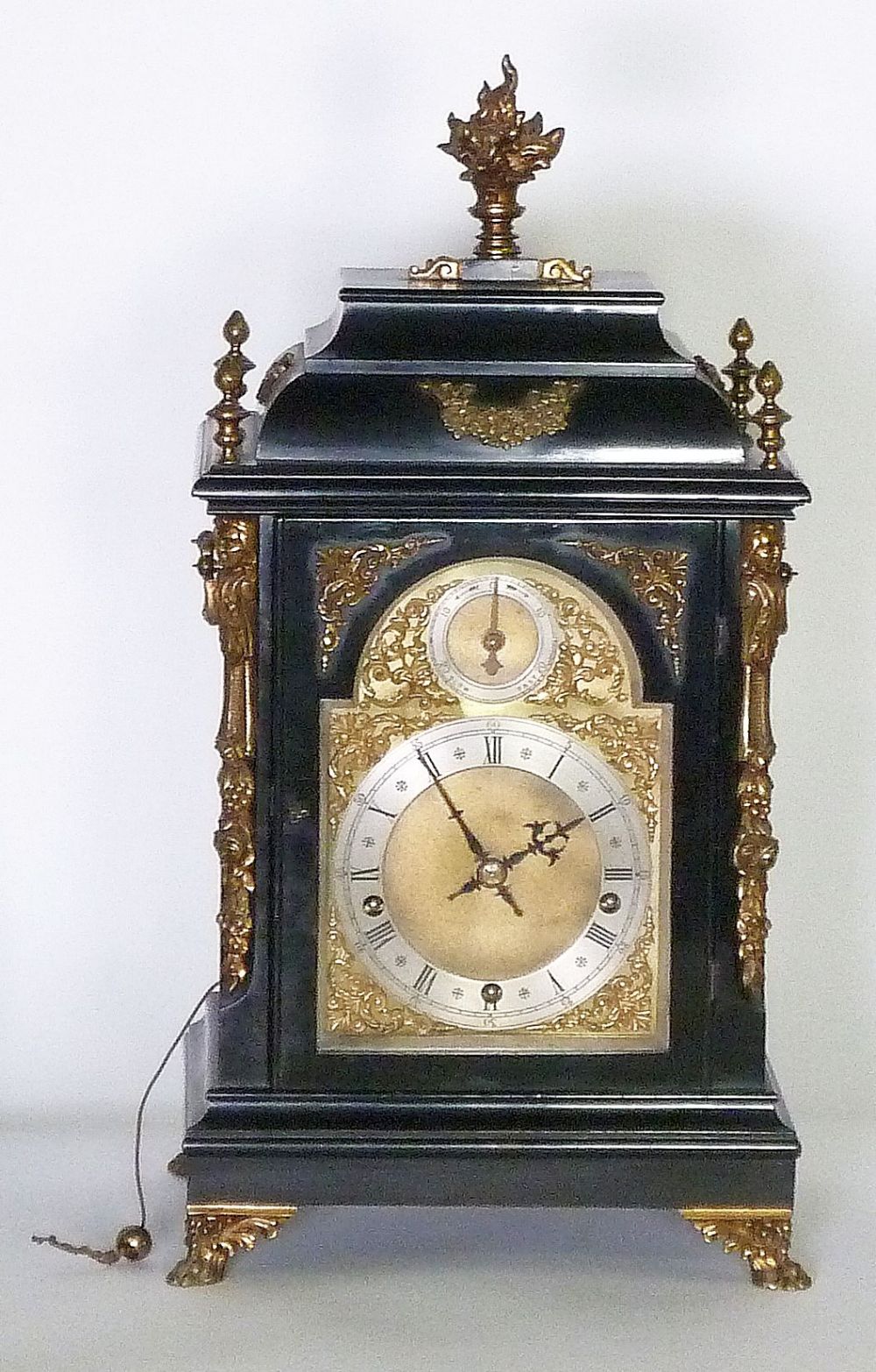 EIGHTEENTH CENTURY STYLE EBONISED BRACKET CLOCK, with Winterhalder and Hofmeier, Germany, 8 days