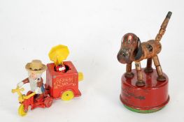 *TRIANG WAKOUWA SPRING LOADED WOODEN DOG NOVELTY (worn) and a CORGI MAGIC ROUNDABOUT DIE CAST