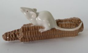 A ROYAL COPENHAGEN CHINA MODEL OF A MOUSE ON A CORN COB, No. 512, 2 ¼