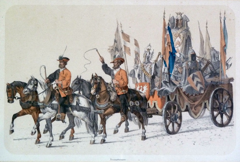 AFTER HEINRICH JENNY (1824-1891) HAND COLOURED LITHOGRAPHS, ELEVEN Swiss medieval military