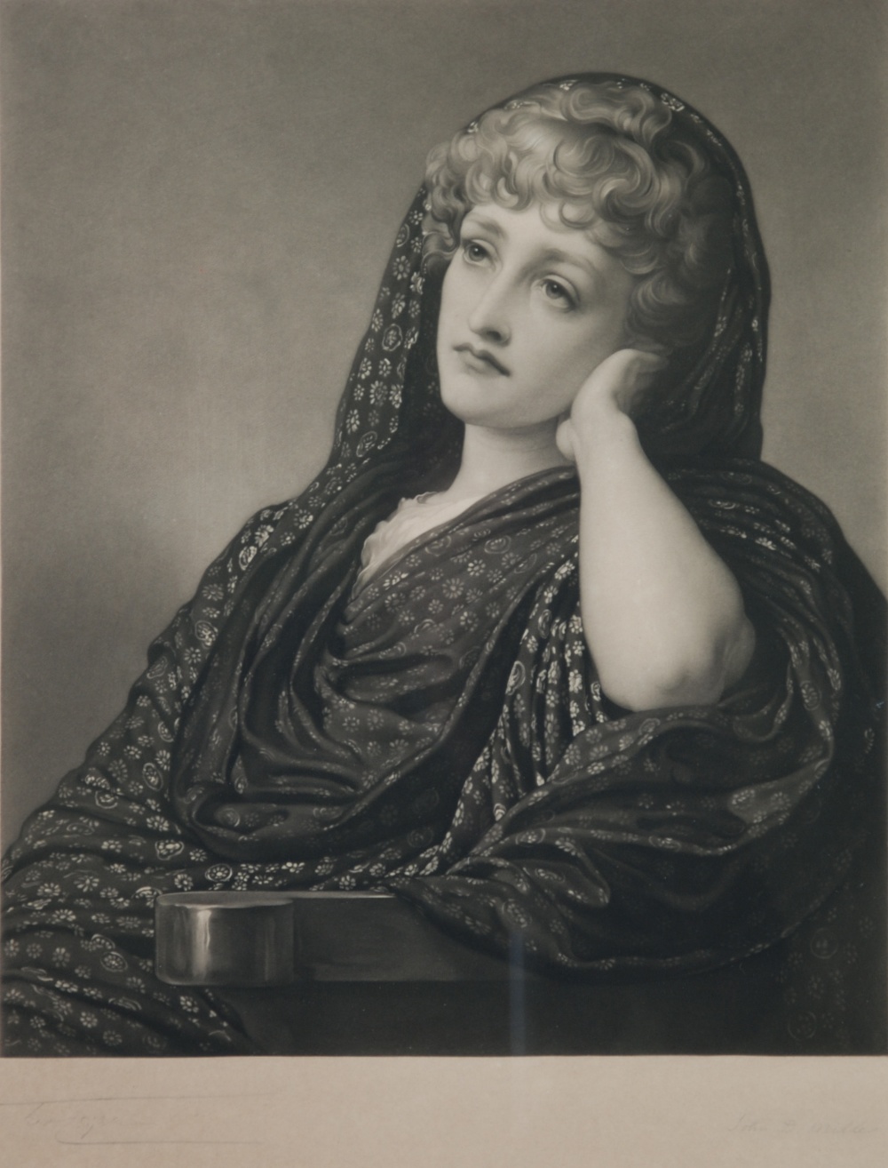 JOHN DOUGLAS MILLER, AFTER SIR FREDERICK LEIGHTON MEZZOTINT SIGNED BY THE ARTIST AND ENGRAVED `