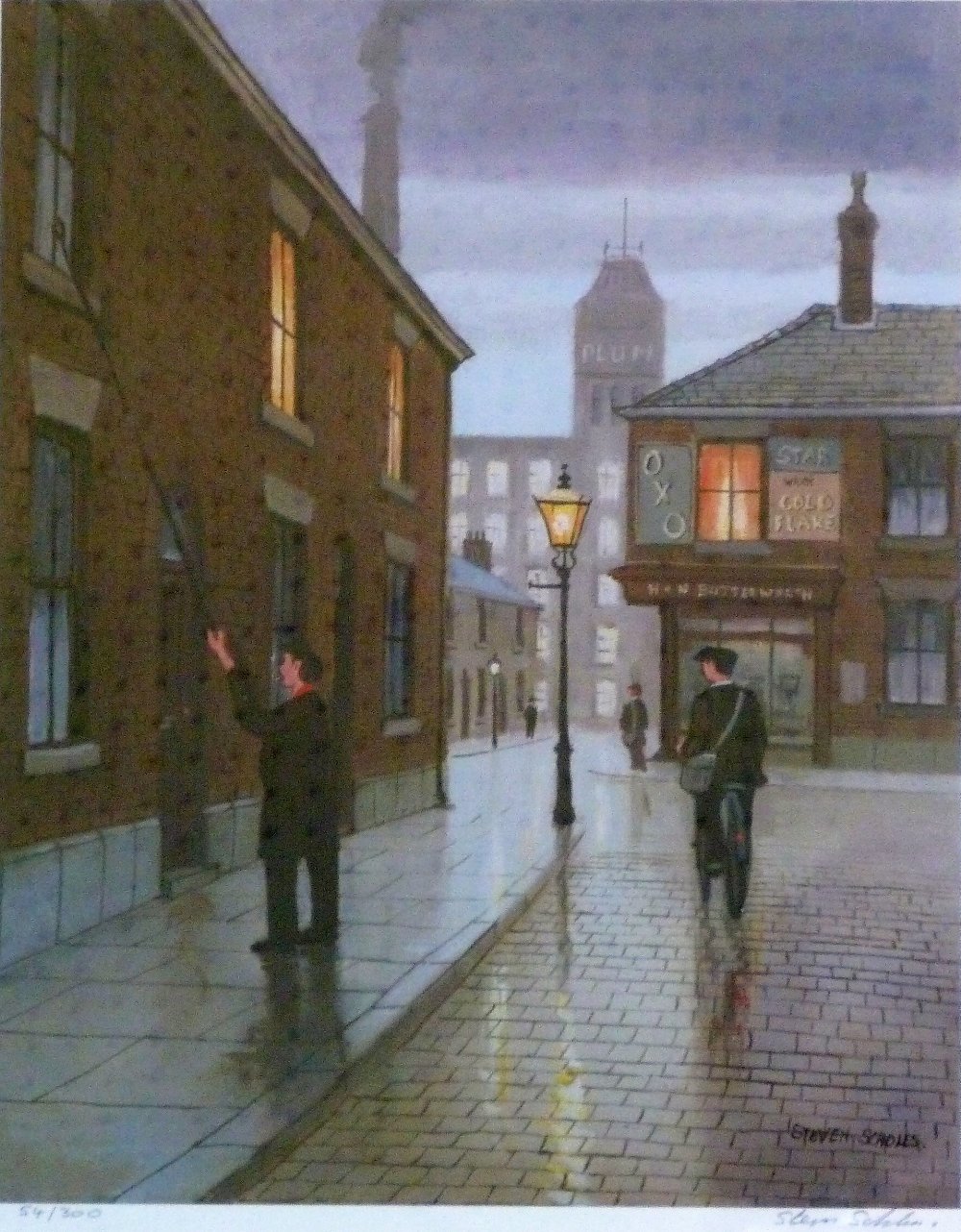 STEVEN SCHOLES ARTIST SIGNED LIMITED EDITION COLOUR PRINT Northern Street Scene (54/300) 8" x 10" (