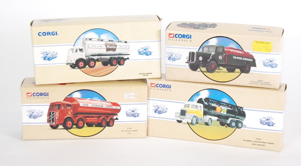 FOUR CORGI CLASSICS `ROAD TRANSPORT` LIMITED EDITION MINT AND BOXED TANKERS viz 98449 White Petrol