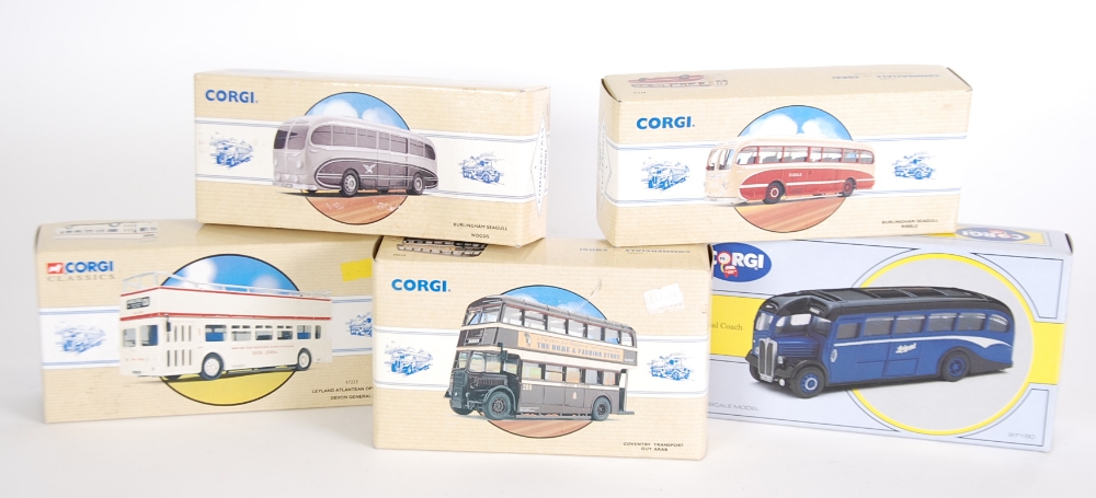 THREE CORGI CLASSICS MINT AND BOXED LIMITED EDITION PASSENGER COACHES, includes AEC Regal -Ledgard