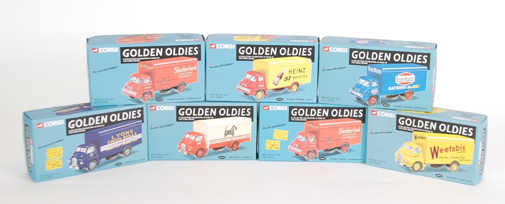 SEVEN CORGI LIMITED EDITION MINT AND BOXED `GOLDEN OLDIES` DELIVERY VANS viz Thames Trader - Ever