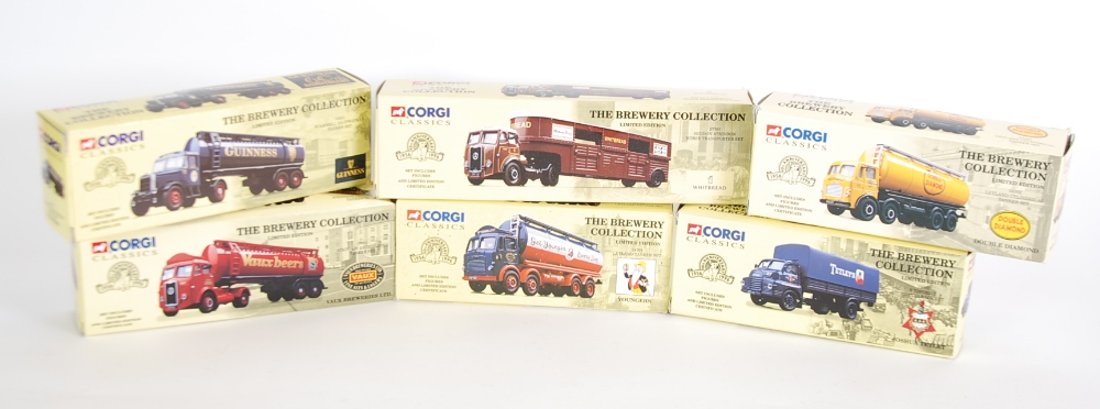 SIX CORGI CLASSICS "BREWERY COLLECTION" MINT AND BOXED LIMITED EIDTION COMMERCIAL VEHICLES