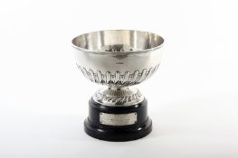 An Edwardian silver rose bowl on stand, hallmarked Sheffield 1904, of spiral fluted form on a