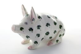 A large `Shamrock` pattern Wemyss pig, after 1930, with painted signature on the underside Nekola