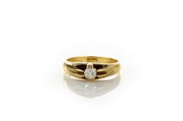 A gentleman’s 18ct gold and diamond gypsy ring, set with a single diamond approximately a ¼ ct