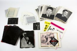 Film ephemera, a large collection of glass negatives and black and white photographs from