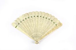 A carved and pierced Chinese ivory fan, early 19th century, made for the European Market, the