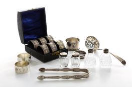 A small collection of silver and silver plated items, including a George III silver sifter spoon,