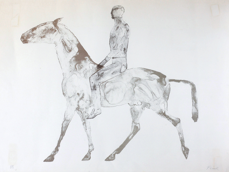 ‡ Dame Elisabeth Frink R.A. British (1930-1993), The Grey Rider, 1970, lithograph in colours, signed