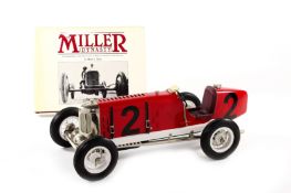 A late 20th century hand-built model of a Harry Miller 1920s racing car, of all metal construction
