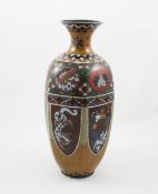 A large cloisonne vase Chinese early 20th century, the flared rim above an octagonal baluster