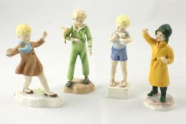 Four Royal Worcester figures English, mid 20th century, The Slide, Little Parakeet, Old Friends