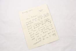 A letter believed to be in the hand of Clementine S. Churchill thanking the recipient for their