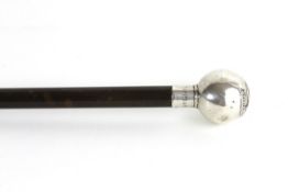 A Royal Fusilier swagger stick belonging to Captain D.A.F. Needham Birmingham, 1913/14, the silver