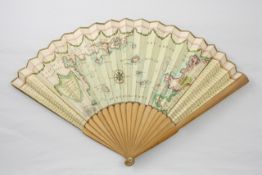 A rare and unusual fan with allegorical map entitled `Allegorical map of the Track of Youth to the