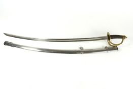 A brass hilted French cavalry troopers sword Continental, mid to late 19th century, length 99cm In