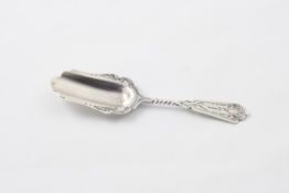 A white metal caddy spoon late 19th century, the reverse initialled AJD, length 10.5cm In good