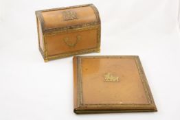 A leather and gilt metal mounted stationery casket French, late 19th century, retailed by J.C.