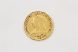 A Victorian (old head) half gold sovereign dated 1899