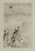 Pierre-Auguste Renoir (1841-1919) French, circa 1892, `Sur la plage a Berneval` etching, the